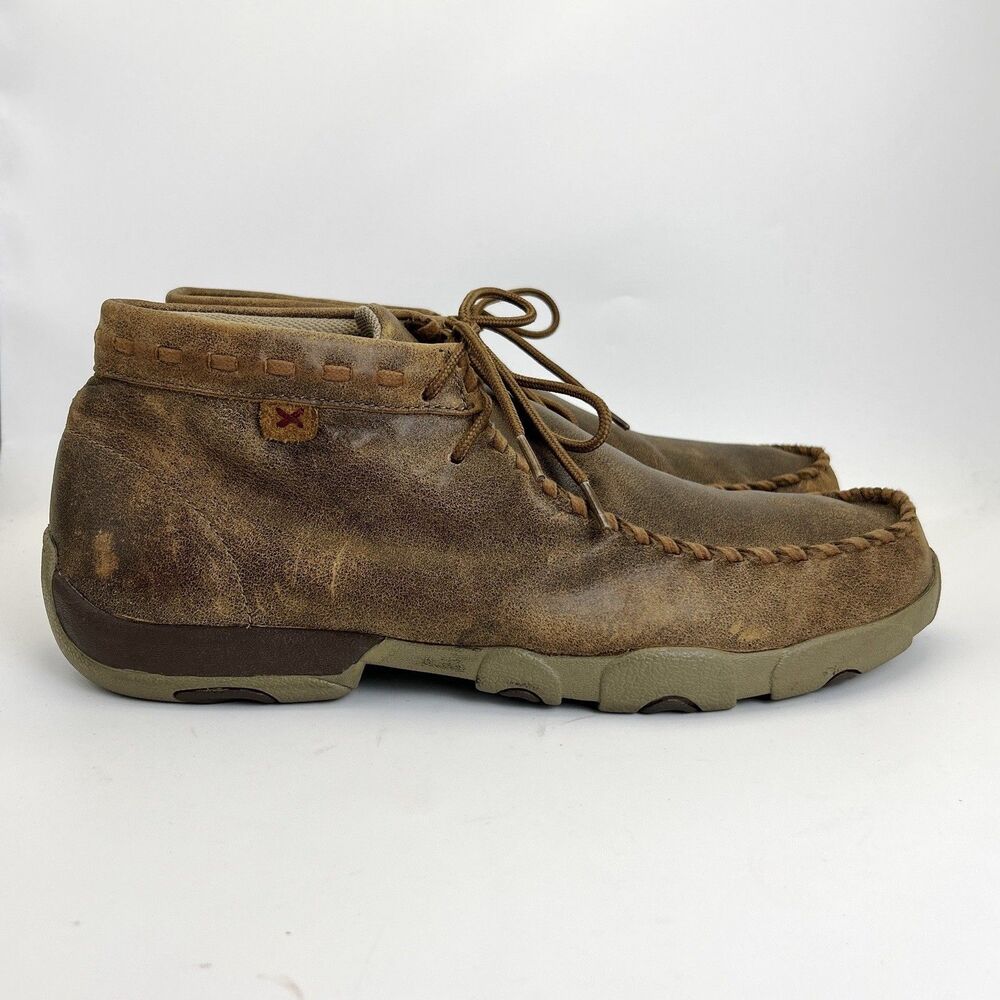 Twisted X Original Chukka Boots Mens Sz 13 Brown Leather Lace Up Driving WDM0001 - Picture 2 of 11